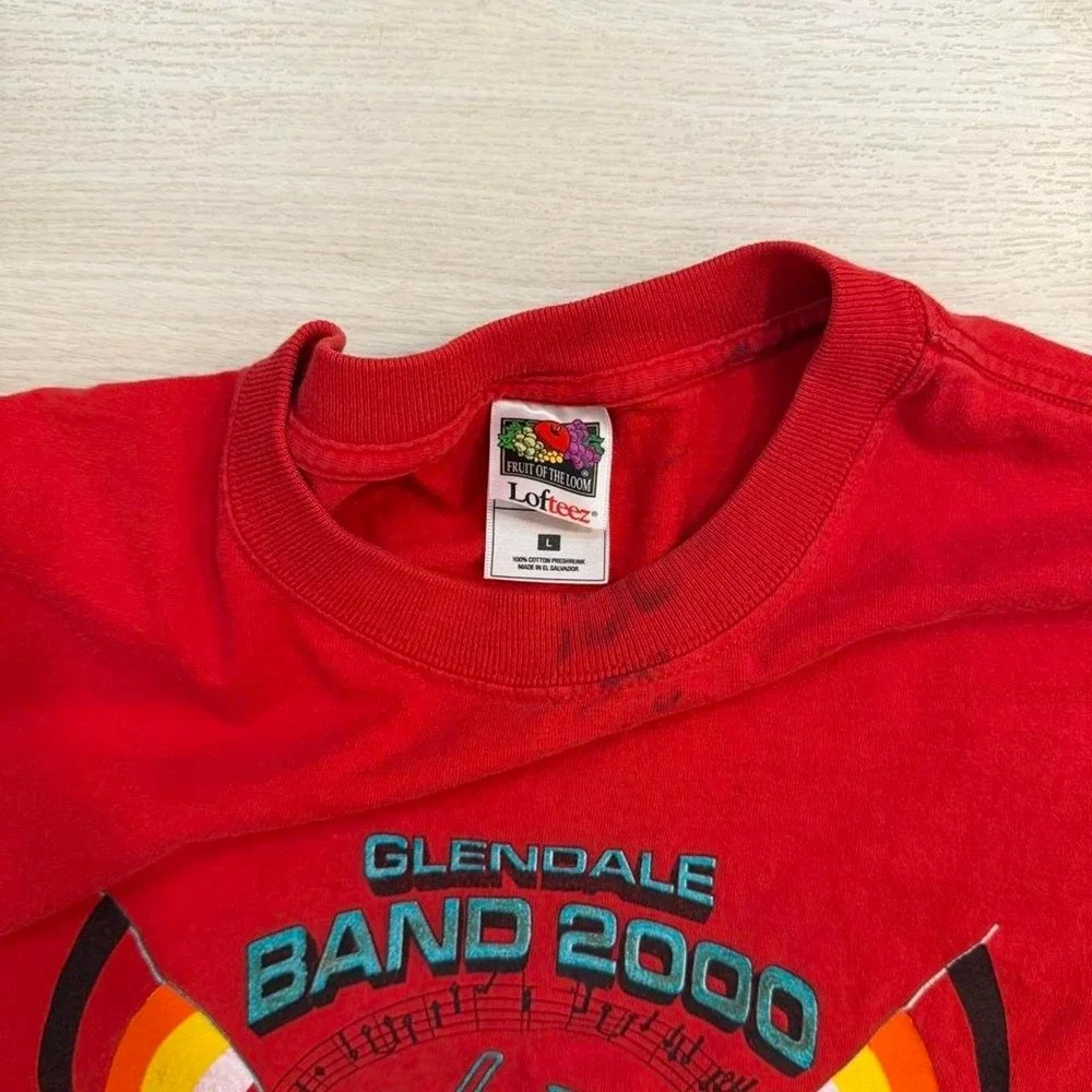 2000 Glendale Band Red Short Sleeve Shirt Mens Size Large Vintage Music